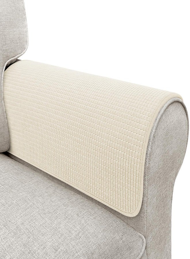LovoGemy Couch Arm Covers, Sofa Arm Covers, Waterproof Armrest Cover for Sofa, Armchair, Loveseat, Non-Slip Recliner Arm Cover, Sofas Headrest Cover, Arm Chair Covers Set of 2 (Beige, 24"×20") - Image 1